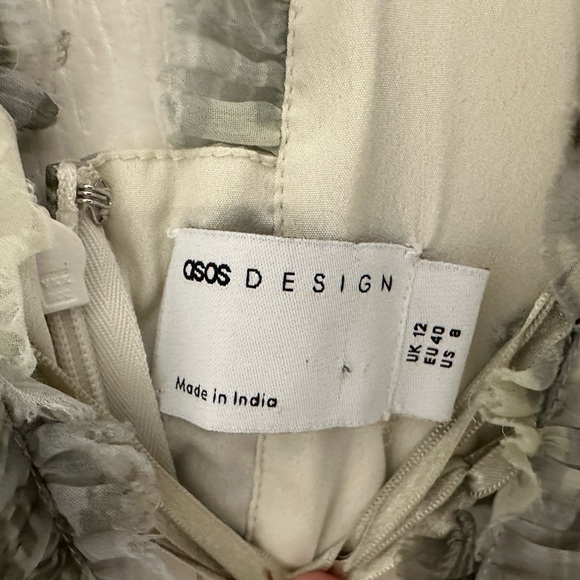 ASOS DESIGN Ruched Chiffon Printed Maxi Dress w/Satin Lace Up Detail, Size 8 - Picture 5 of 7